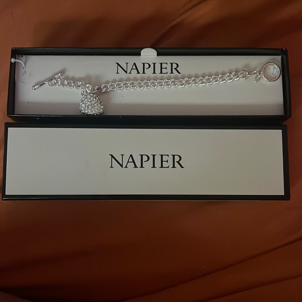 Brand new in the box heart shape bracket silver with Rinestones